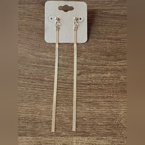 Minimalist Gold Snake Chain Extra Long Linear Drop Earrings